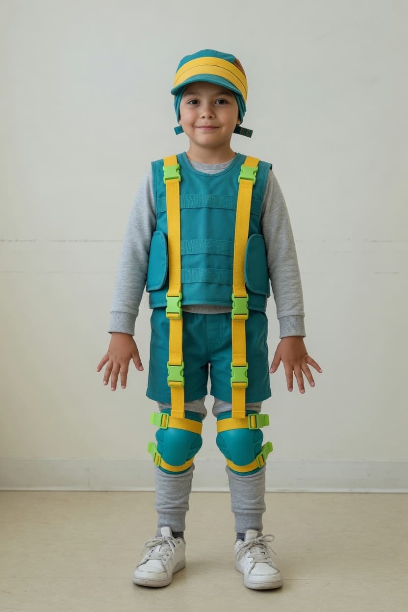 Child wearing the PediaSuit therapeutic suit